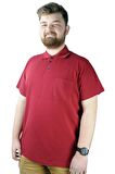 Mode XL T-Shirt Polo Yaka Cepli Klasik 20550 Bordo