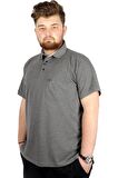 Mode XL Battal Beden Erkek Tshirt Polo Yaka Cepli Klasik Pike 20552 Antramelanj