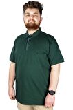 Mode XL Battal Beden Erkek Tshirt Polo Yaka Cepli Klasik Pike 20552 Nefti