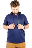 Mode XL Büyük Beden Oversize Tshirt Kapşon Basic 21115 İndigo