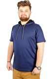 Mode XL Büyük Beden Oversize Tshirt Kapşon Basic 21115 İndigo