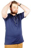Mode XL Büyük Beden Oversize Tshirt Kapşon Basic 21115 İndigo