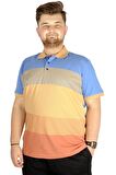 Mode XL Büyük Beden T-shirt Polo Striped 21327 Saks