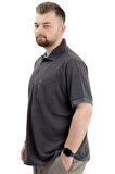 Mode XL Battal Beden Erkek Tshirt Polo Yaka Cepli Klasik Pike 20552 Antrasit