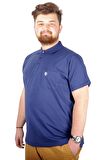 Mode XL Büyük Beden T-shirt Polo Cep Sup Basic 21557 İndigo