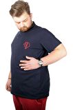 Mode XL Büyük Beden T-shirt Polo Cep Sup MD Basic 21555 Lacivert