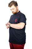 Mode XL Büyük Beden T-shirt Polo Cep Sup MD Basic 21555 Lacivert