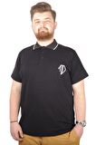 Mode XL Büyük Beden T-shirt Polo Cep Sup MD Basic 21555 Siyah