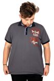 Mode XL Büyük Beden T-shirt Polo Maximum Height 21319 Füme