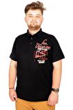 Mode XL Büyük Beden T-shirt Polo Sea Voyage 21322 Siyah