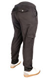 Mode XL Büyük Beden Pantolon Keten Kargo Jogger Milano 21912 Siyah