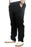 Mode XL Büyük Beden Pantolon Keten Jogger Milano 21913 Siyah