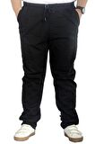 Mode XL Büyük Beden Pantolon Keten Jogger Milano 21913 Siyah