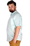 Mode XL Büyük Beden Erkek No Pocket Lycra Poplin 20353 Mint Yeşili