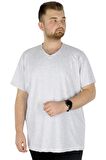 Mode XL Büyük Beden Tshirt V Yaka 20032 Grimelanj