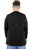 Mode XL Büyük Beden Erkek Tshirt Likralı Bisiklet Yaka 20102 Siyah