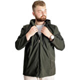 Mode Xl Büyük Beden Erkek Kapüşonlu Mont Waterproof Softshell 21235 Haki