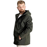  Mode Xl Büyük Beden Erkek Kapüşonlu Mont Waterproof Softshell 21235 Haki