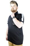 Mode XL Büyük Beden Erkek T shirt Polo Yale Crew 22308 Siyah