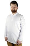 Mode XL Büyük Beden Tshirt Polo U.Kol Cepli 22446 Beyaz