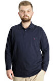 Mode XL Büyük Beden Erkek T-Shirt Polo Classic U.Kol Cepli 22446 Lacivert