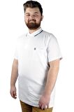 Mode XL Büyük Beden T shirt Polo Likralı Süprem Cepli 21558 Beyaz