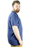 Mode XL Büyük Beden T shirt Polo Likralı Süprem Cepli 21558 Indigo