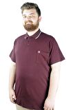 Mode XL Büyük Beden T shirt Polo Likralı Süprem Cepli 21558 Mürdüm