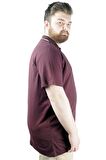 Mode XL Büyük Beden T shirt Polo Likralı Süprem Cepli 21558 Mürdüm