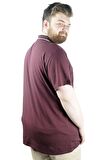 Mode XL Büyük Beden T shirt Polo Likralı Süprem Cepli 21558 Mürdüm