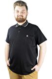Mode XL Büyük Beden T shirt Polo Likralı Süprem Cepli 21558 Siyah