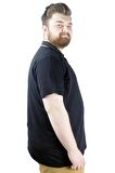 Mode XL Büyük Beden T shirt Polo Likralı Süprem Cepli 21558 Siyah