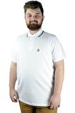 Mode XL Büyük Beden T shirt Polo Likralı Süprem Nakış 21554 Beyaz