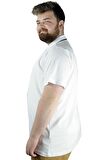 Mode XL Büyük Beden T shirt Polo Likralı Süprem Nakış 21554 Beyaz