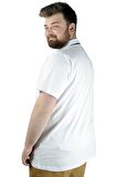 Mode XL Büyük Beden T shirt Polo Likralı Süprem Nakış 21554 Beyaz