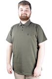 Mode XL Büyük Beden T shirt Polo Likralı Süprem Nakış 21554 Haki