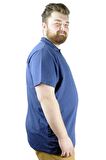 Mode XL Büyük Beden T shirt Polo Likralı Süprem Nakış 21554 Indigo