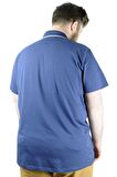 Mode XL Büyük Beden T shirt Polo Likralı Süprem Nakış 21554 Indigo