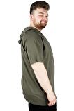 Mode XL Büyük Beden Tshirt Reglan Kapşonlu 22117 Haki