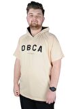 Mode XL Büyük Beden Tshirt Kapşonlu DBCA 22119 Bej
