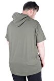 Mode XL Büyük Beden Tshirt Kapşonlu DBCA 22119 Haki