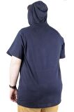 Mode XL Büyük Beden Tshirt Kapşonlu Act now 22128 Lacivert