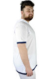Mode XL Büyük Beden Erkek T-Shirt Kapüşon Yaka 22136 Beyaz