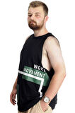 Mode XL Büyük Beden Erkek Tshirt Kolsuz Active 22131 Siyah