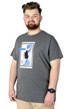 Mode XL Büyük Beden Tshirt Baskılı Flu 22152 Antramelanj