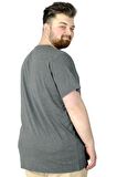 Mode XL Büyük Beden Tshirt Baskılı Flu 22152 Antramelanj