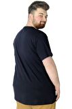 Mode XL Büyük Beden T-Shirt Baskılı Future 22154 Lacivert