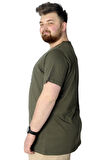 Mode XL Büyük Beden T-Shirt Baskılı Powerfull 22155 Haki