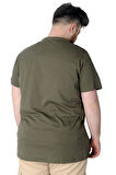 Mode XL Büyük Beden T-Shirt Baskılı Powerfull 22155 Haki