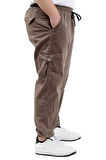Mode XL Büyük Beden Erkek Keten Kargo Jogger Valencia 21911 Toprak